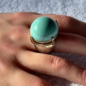 Statement chunky faux turquoise ring